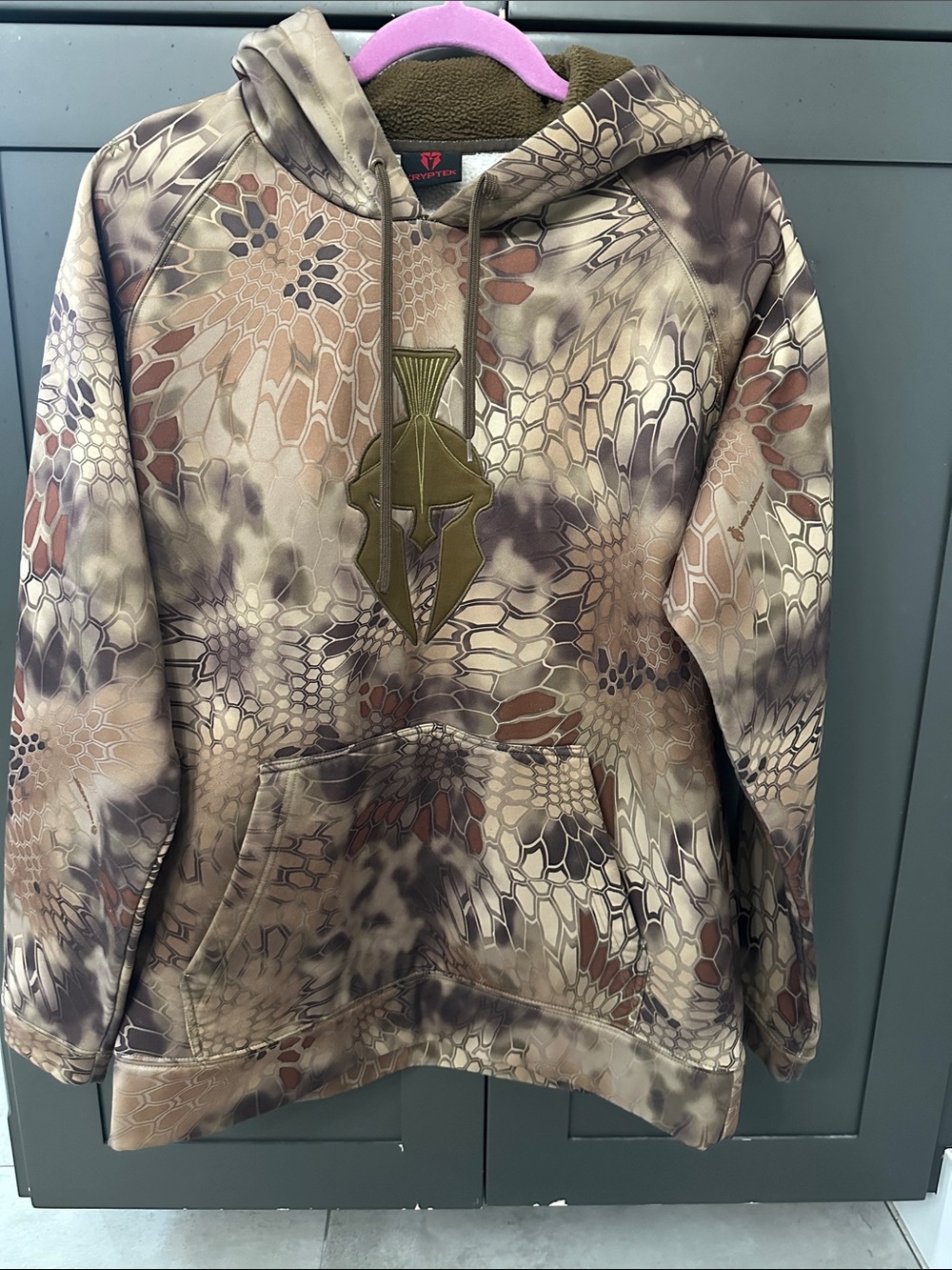 Men's Camouflage Crewneck Hoodie - Kryptek Pattern in Brown Multi